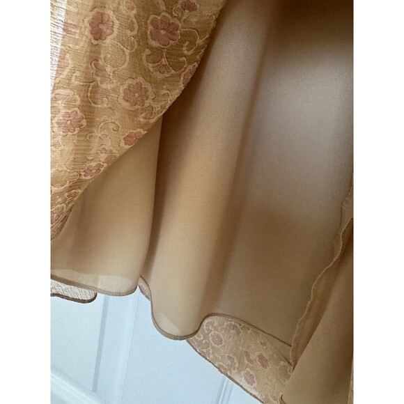 NWT Cynthia Howie Maggi Boutique Maxi Sheath Silk Dress Size 14 Tan Pink - Picture 8 of 12